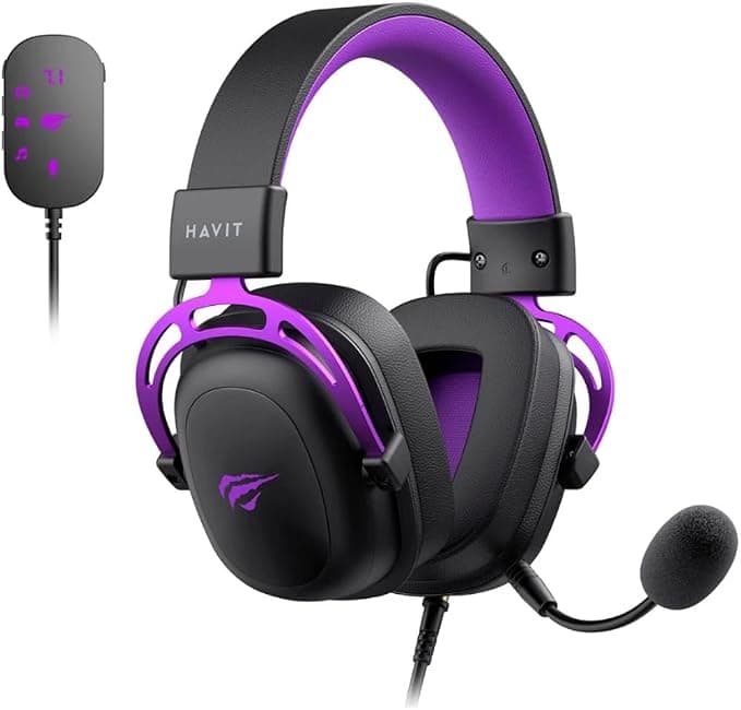 Headset Gamer Havit Gamenote H2002C + Adaptador USB 7.1 P3, Preto/Roxo