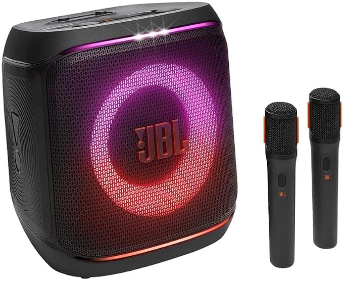 JBL, Caixa de Som, PartyBox Encore Essential 2 Mic, Show de Luzes, Bluetooth, Portátil, Resistente a Respingos, Bateria de até 15H, Pro Sound, AI Boost, 100 W RMS | Amazon.com.br