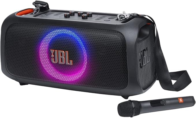 Caixa de Som, JBL, PartyBox On The Go Essential, Com Microfone, Bluetooth, Show de Luzes, À Prova de Respingos - 100W RMS | Amazon.com.br