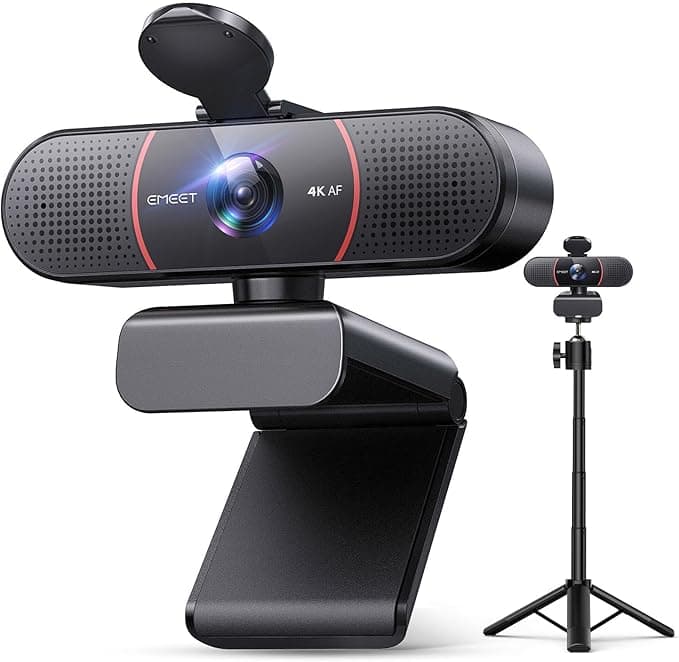 EMEET Webcam C960 4K com Tripé, Sensor Sony UHD, Foco Automático PDAF